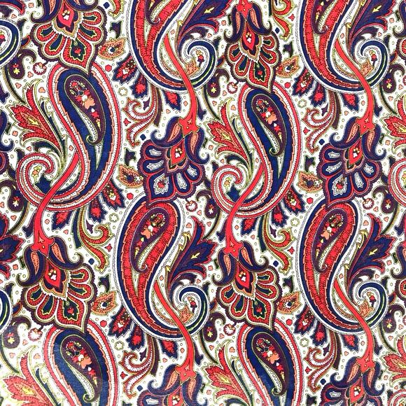 Liz Claiborne Paisley Floral Jewel Tone Blouse Fall Print Roll Up Sleeves Size S - Picture 5 of 12